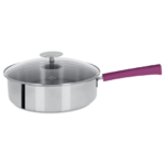 Sauteuse 24 Cm Mutine Fixe - Poignee Bakelite Cassis + Couv. Verre