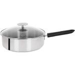 SAUTEUSE 26 CM MUTINE 2 FIXE - POIGNEE BAKELITE NOIRE + COUV. VERRE