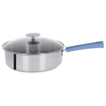 Sauteuse 26 Cm Mutine Fixe Exceliss - Poignee Bakelite Lavande + Couv. Verre