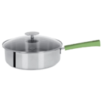 Sauteuse 26 Cm Mutine Fixe Exceliss - Poignee Bakelite Vert Tilleul + Couv. Ver