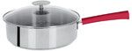 Sauteuse 24 cm Poignee Framboise Inox Mutine Fixe