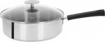 Sauteuse 26 cm Poignee Noire Inox Anti-Adherent EXCELISS Mutine Fixe