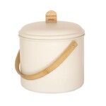 Seau a compost 3.5 litres creme en acier avec son filtre en charbon et sa poignee