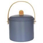 Seau a compost 7 litres Gris Ardoise en acier avec son filtre en charbon et sa poignee en bambou