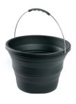 Seau pliable en gomme de silicone et acier inox noir