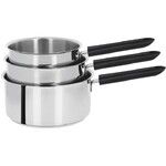SERIE DE 3 CASSEROLES MUTINE 2 FIXE - POIGNEE BAKELITE NOIRE