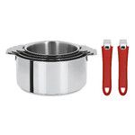 Serie de 4 casseroles Mutine amovibles 14 a 20 cm + 2 poignees framboise