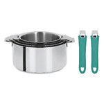 Serie de 4 casseroles amovibles 14 a 20 cm + 2 poignee Mutine 02 verte