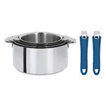 Serie de 4 casseroles Mutine amovibles 14 a 20 cm + 2 poignees bleues