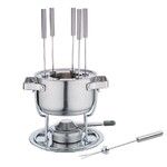 Service a fondue inox avec caquelon, rechaud & fourchettes pour 6 personnes