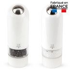 Set de 2 moulins a sel et a poivre electriques Alaska Blanc 17 cm
