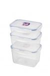 Set de 3 boites Lock & Lock rectangulaires empilables (1,2L/1,8L/2,4L) - HPL323S