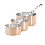 Set de 3 casseroles en cuivre induction Prima Matera de 16, 18 & 20 cm