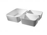 Set de 3 petits plats porcelaine blanche pour porte-plat isotherme rectangulaire