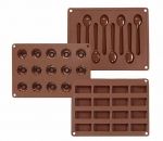 Set de 3 plaques silicone gourmet : mini cannele, mini financier & mini-cuillere