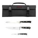 Set de depart 3 couteaux Francis BATT forges virole ronde rivets inox avec trousse de rangement