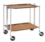 Desserte roulante et pliante 2 etages montants chromes plateaux stratifies Loupe