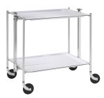 Table roulante pliante, desserte de cuisine 2 etages montants chromes plateaux stratifies Blanc - Textable