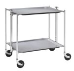 Desserte roulante et pliante 2 etages montants chromes plateaux stratifies Gris
