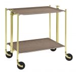Table roulante pliante, desserte de cuisine 2 etages montants dores plateaux acr