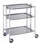 Desserte roulante et pliante 3 etages montants chromes plateaux stratifies Gris