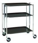Table roulante pliante, desserte de cuisine 3 etages montants chromes plateaux s