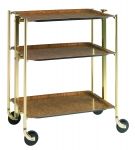 Table roulante pliante, desserte de cuisine 3 etages montants dores plateaux str