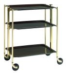 Desserte roulante et pliante 3 etages montants dores plateaux stratifies Palissa