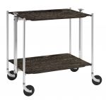 Desserte roulante et pliante 2 etages montants chromes plateaux stratifies  Chen