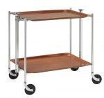 Table roulante pliante, desserte de cuisine 2 etages montants chromes plateaux s