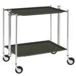 Table roulante pliante, desserte de cuisine 2 etages montants chromes plateaux stratifies Lin - Gris- Textable