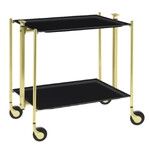 Table roulante pliante, desserte de cuisine 2 etages montants dores plateaux stratifies Lin - Noir - Textable
