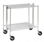 Desserte roulante et pliante 2 etages montants chromes plateaux acryliques givre