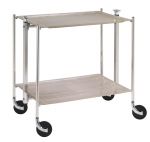 Desserte roulante et pliante 2 etages montants chromes plateaux acrylique Ecru