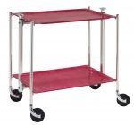 Desserte de cuisine Textable chrome 2 plateaux rose Framboise