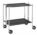 Desserte roulante et pliante 2 etages montants chromes plateaux acrylique Noir