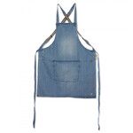 Tablier a bretelles en coton - denim bleu