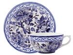 Tasse & soucoupe dejeuner PIVOINES BLEUES