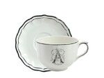 Tasse & soucoupe jumbo A FILET BLEU MONOGRAMME