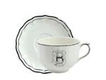 Tasse & soucoupe jumbo B FILET BLEU MONOGRAMME