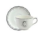 Tasse & soucoupe jumbo C FILET BLEU MONOGRAMME