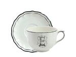 Tasse & soucoupe jumbo E FILET BLEU MONOGRAMME