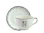 Tasse & soucoupe jumbo N FILET BLEU MONOGRAMME