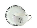 Tasse & soucoupe jumbo V FILET BLEU MONOGRAMME