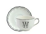 Tasse & soucoupe jumbo W FILET BLEU MONOGRAMME