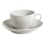 Tasse & soucoupe dejeuner 29 cl en porcelaine blanche 'Plisse' de Pillivuyt