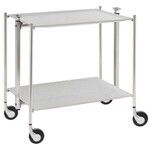 Table roulante pliante, desserte de cuisine 2 etages montants chromes plateaux a