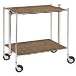 Table roulante pliante, desserte de cuisine 2 etages montants chromes plateaux s