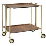 Table roulante pliante, desserte de cuisine 2 etages montants dores plateaux str