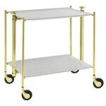 Table roulante pliante, desserte de cuisine 2 etages montants dores plateaux acr